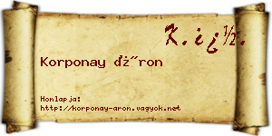 Korponay Áron névjegykártya