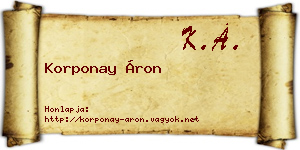 Korponay Áron névjegykártya