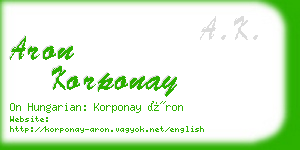 aron korponay business card